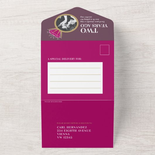 第2回結婚記念ガーネットリングRSVP写真 オールインワン招待状 (外側)