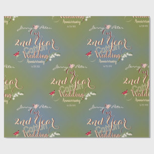 第2回結婚記念日コットン·リリー·オブ·ザ·バレー ラッピングペーパー