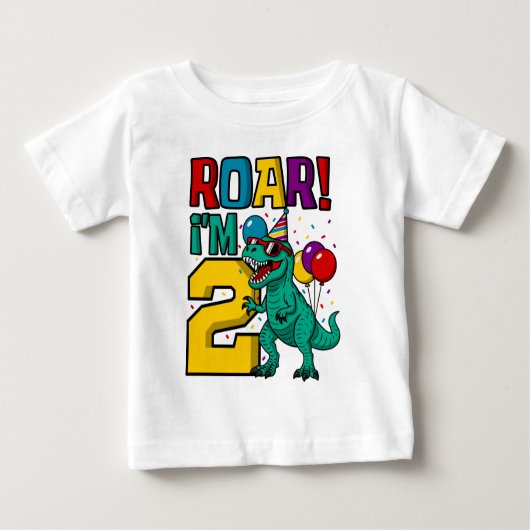 第2回誕生日の恐竜の轟音 ベビーTシャツ (正面)