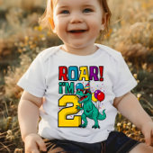 第2回誕生日の恐竜の轟音 ベビーTシャツ