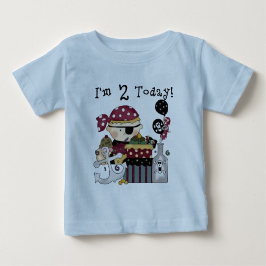 第2回誕生日の海賊Tシャツとギフト ベビーTシャツ (正面)