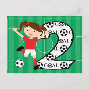 第2回誕生日サッカー女子赤と白 ポストカード