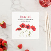 第2回誕生日パーティーポピー赤ちゃん女の子 スタンダードカクテルナプキン (インサイチュ)