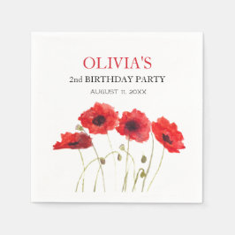 第2回誕生日パーティーポピー赤ちゃん女の子 スタンダードカクテルナプキン