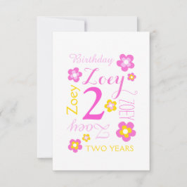 第2回誕生日フラワーグラフィックイエローピンクサプライズ 招待状