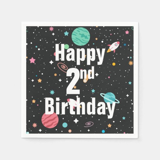 第2回誕生日ロケット艦と惑星 スタンダードカクテルナプキン (正面)