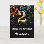 第2回誕生日虹の花火ブラック&金ゴールド カード (黄色い花)