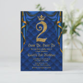 第2回2回バースデーパーティーブルー王室の金ゴールドクラウン 招待状 (スタンド正面)