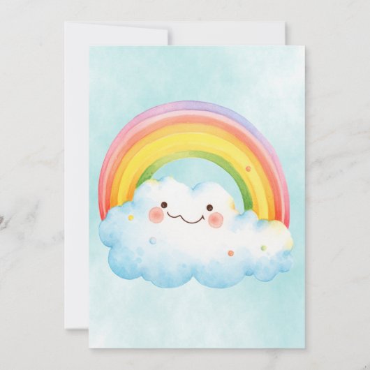 第2夏の水彩虹ブルースカイ誕生日 招待状 (裏面)