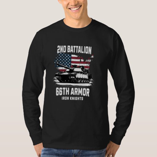 第2大隊第66装甲M1エイブラムス戦車軍隊V Tシャツ (正面)