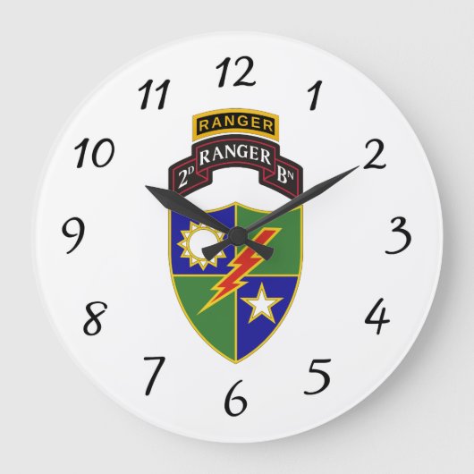 第2大隊 – 75th Ranger w/Tab - Wall Clock ラージ壁時計 (正面)