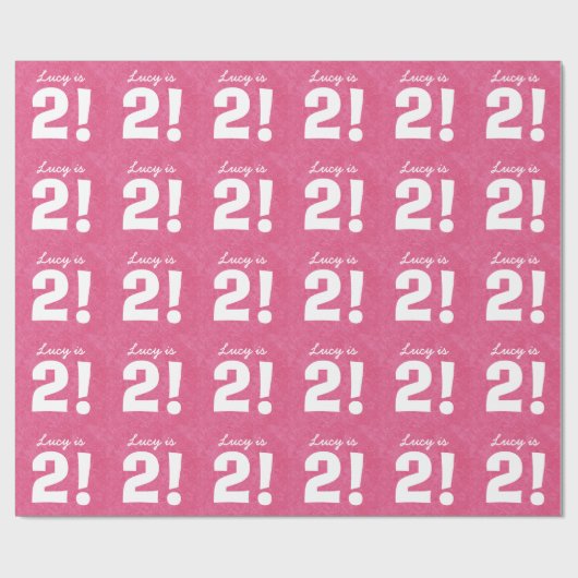 第2女の子B02Zのための誕生日の名前をカスタムするのピンクの白 ラッピングペーパー (フラット)