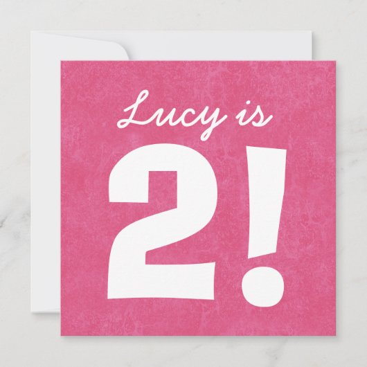 第2女の子B02Zのための誕生日の名前をカスタムするのピンクの白 招待状 (正面)