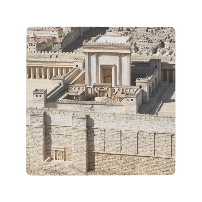 第2寺院モデル、エルサレム メタルプリント (正面)