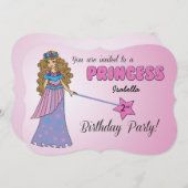 第2日招待状ピンクプリンセスw/スパークリワンド 招待状 (正面/裏面)