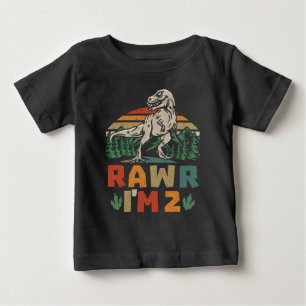 第2期の誕生日の恐竜TレックスラーI'm 2 For Boys ベビーTシャツ