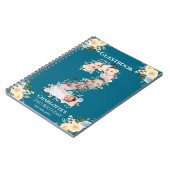 第2期ティール（緑がかった色）フォトイエローフラワーゲストブック ノートブック (左側)