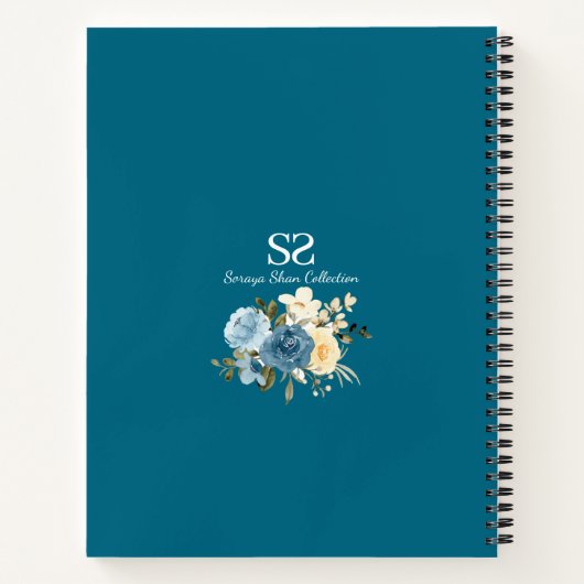 第2期ティール（緑がかった色）フォトフラワーイエローゲストブック ノートブック (裏面)