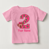 第2期バースデーガールズモンキーシャパーソナライズされたツ ベビーTシャツ (正面)