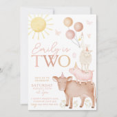 第2期バースデーファームアニマルズ納屋周囲の庭パーティー女子 招待状 (正面)