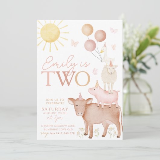 第2期バースデーファームアニマルズ納屋周囲の庭パーティー女子 招待状 (スタンド正面)