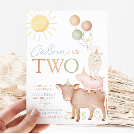 第2期バースデーファームアニマルズ納屋周囲の庭パーティー少年 招待状