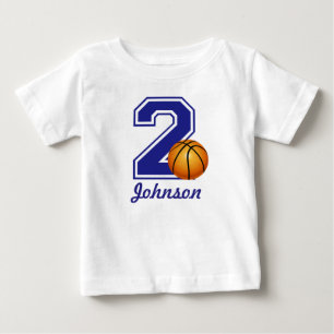 第2期バースデーボーイバスケットボールパーソナライズされた部 ベビーTシャツ