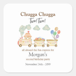 第2期バースデー水彩玄関列車おもしろい 表現 スクエアシール