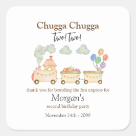 第2期バースデー水彩玄関列車おもしろい 表現 スクエアシール