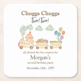第2期バースデー水彩玄関列車おもしろい 表現 スクエアペーパーコースター