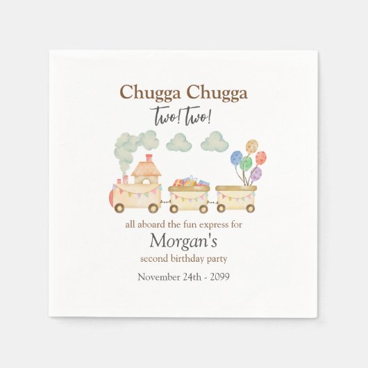第2期バースデー水彩玄関列車おもしろい 表現 スタンダードカクテルナプキン (正面)