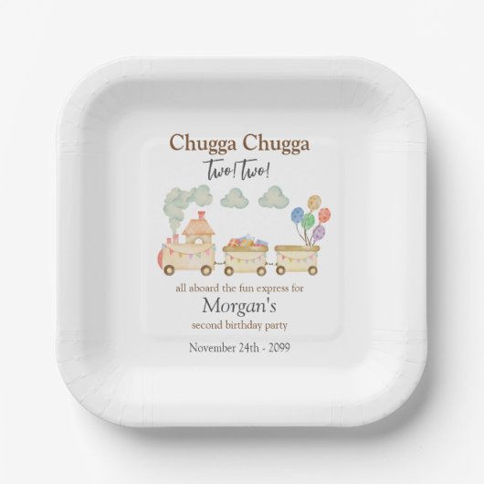第2期バースデー水彩玄関列車おもしろい 表現 ペーパープレート (正面)