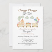 第2期バースデー水彩玄関列車おもしろい 表現 招待状 (正面)