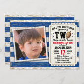 第2期バースポーツフォトサッカーブルー素朴ボール 招待状 (正面/裏面)