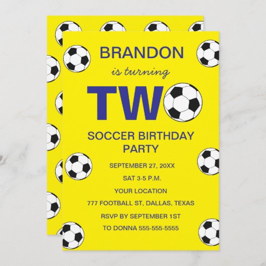 第2期パーティーサッカーイエローボーイズスポーツ 招待状 (正面/裏面)