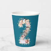 第2期フォトコラージブルーイエローフラワーティール（緑がかった色） 紙コップ (正面)