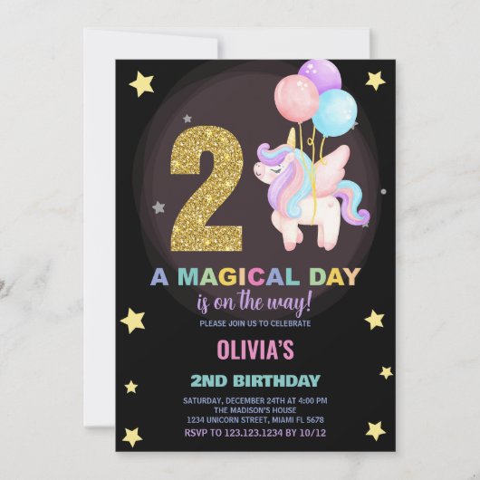 第2期ユニコーン誕生日招待状 招待状 (正面)