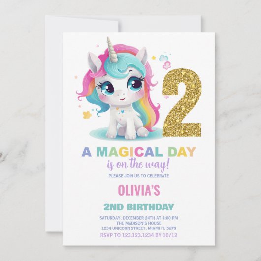 第2期ユニコーン誕生日招待状 招待状 (正面)