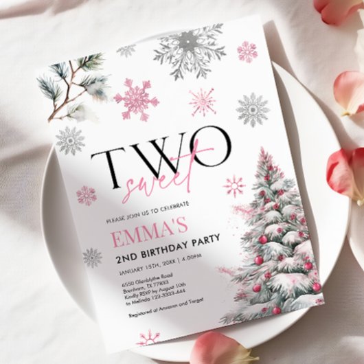第2期招待状ウィンターピンク2誕生日 招待状