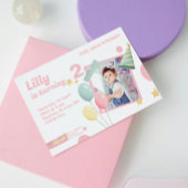 第2期誕生日ガールかわいいフォトブース招待状 エンクロージャーカード