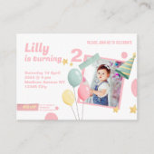 第2期誕生日ガールかわいいフォトブース招待状 エンクロージャーカード (正面)