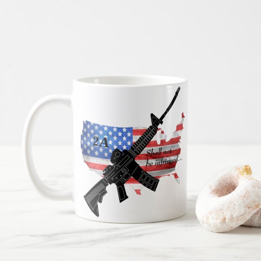 第2条改正案はAR15フラグを侵害しない コーヒーマグカップ (ドーナツ)