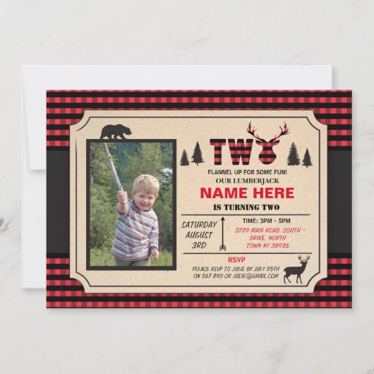 第2樵2つの誕生日の招待の点検の招待 招待状 (正面)