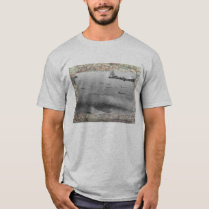 第2次世界大戦の地図上のB17形成 Tシャツ