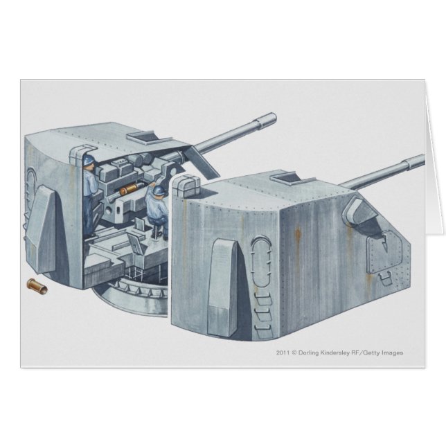 第2次世界大戦の戦艦の砲塔のイラストレーション (正面横)