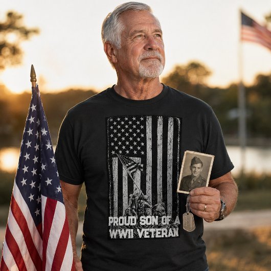 第2次世界大戦の英雄の息子 アメリカ国旗 Tシャツ