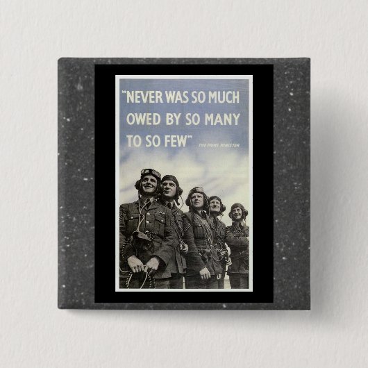 第2次世界大戦のChurchillのイギリスの引用語句 缶バッジ (正面)