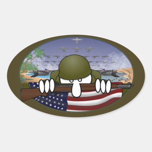 第2次世界大戦キルロイオーバルステッカー 楕円形シール (正面)