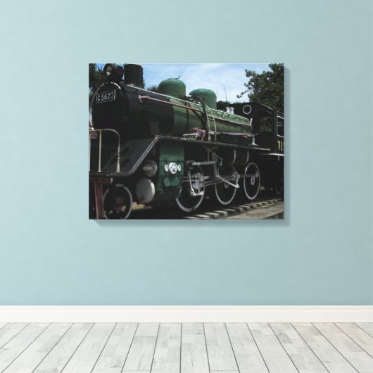 第2次世界大戦スチームトレインザリバークワイブリッジ キャンバスプリント (インサイチュ (ウッドフロア))