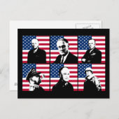 第2次世界大戦ヒーローとアメリカ国旗 ポストカード (正面/裏面)